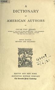 Cover of: A dictionary of American authors. by Oscar Fay Adams, Oscar Fay Adams