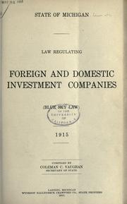 Cover of: Law regulating foreign and domestic investment companies. by Michigan.
