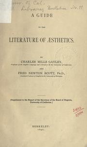 Cover of: A guide to the literature of aesthetics. by Charles Mills Gayley