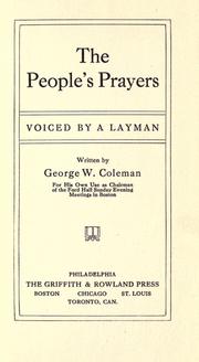 Cover of: The people's prayers by George William Coleman