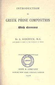 Cover of: Introduction to Greek prose composition: with exercises.
