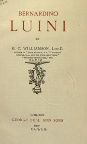 Cover of: Bernardino Luini by George Charles Williamson
