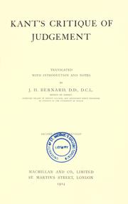 Cover of: Kant's Critique of judgement by Immanuel Kant