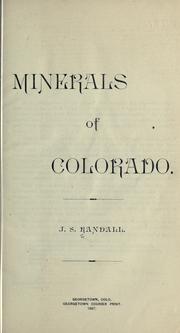 Cover of: Minerals of Colorado by J. S. Randall