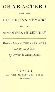 Cover of: Characters from the histories & memoirs of the seventeenth century by David Nichol Smith, David Nichol Smith