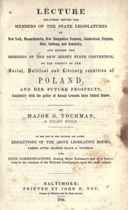 Cover of: Lecture on the social, political and literary condition of Poland, and her future prospects.