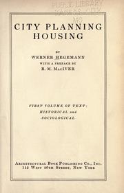 Cover of: City planning, housing