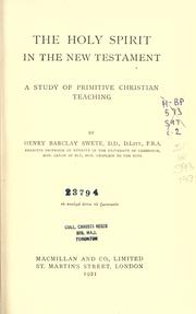 Cover of: The Holy Spirit in the New Testament by Henry Barclay Swete