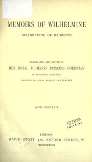Cover of: Memoirs of Wilhelmine: Margravine of Baireuth