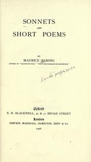 Cover of: Sonnets and short poems by Maurice Baring