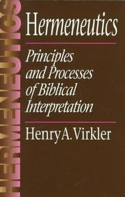 Cover of: Hermeneutics by Henry A. Virkler