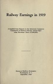 Cover of: Railway earnings in 1919