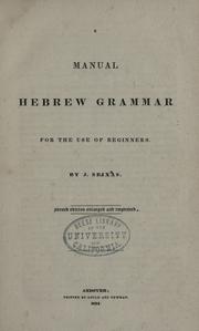 Cover of: A manual Hebrew grammar for the use of beginners by James Seixas