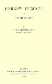 Hebrew humour and other essays by Joseph Chotzner