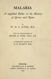 Cover of: Malaria, a neglected factor in the history of Greece and Rome