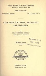 Cover of: Bats from Polynesia, Melanesia, and Malaysia.