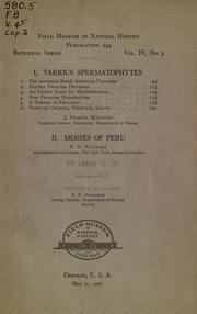 Cover of: Various spermatophytes Mosses of Peru by J. Francis Macbride