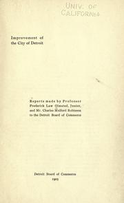 Cover of: Improvement of the city of Detroit