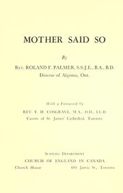 Cover of: Mother said so