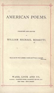 Cover of: American poems. by William Michael Rossetti