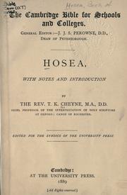 Cover of: Hosea, with notes and introduction. by T. K. Cheyne, T. K. Cheyne