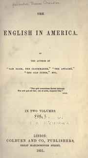 Cover of: The English in America by Thomas Chandler Haliburton