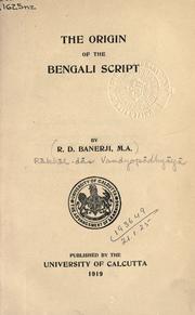Cover of: 04 The origin of the Bengali sc by Rakhal-das Vandyopadhyaya