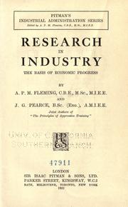 Cover of: Research in industry the basis of economic progress