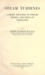 Cover of: Steam turbines by Joseph Wickham Roe, Joseph Wickham Roe