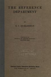 Cover of: The reference department by Richardson, Ernest Cushing