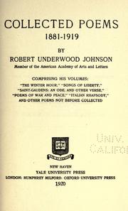 Cover of: Collected poems, 1881-1919 by Robert Underwood Johnson