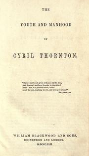 Cover of: The youth and manhood of Cyril Thornton. by Thomas Hamilton, Judith Martin