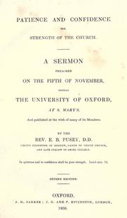 Cover of: Patience and confidence the strength of the church by Edward Bouverie Pusey