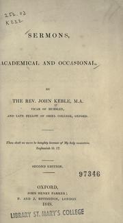 Cover of: Sermons, academical and occasional by John Keble