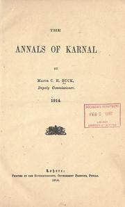 The annals of Karnal by Cecil Henry Buck