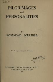 Cover of: Pilgrimages and personalities.