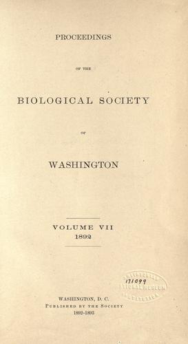 Proceedings of the Biological Society of Washington. by Biological Society of Washington.