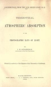 Cover of: Terrestrial atmospheric absorption of the photographic rays of light.