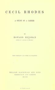 Cover of: Cecil Rhodes by Howard Hensman
