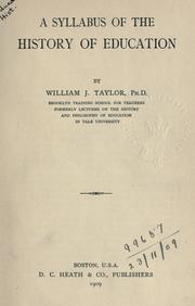 Cover of: A syllabus of the history of education. by Taylor, William J.