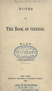 Cover of: Notes on the book of Genesis