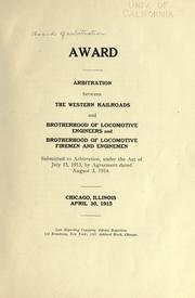 Award by Board of Arbitration in the Controversy between the Western Railroads and the Brotherhood of Locomotive Engineers and the Brotherhood of Locomotive Firemen and Enginemen.