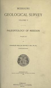Cover of: Paleontology of Missouri. by Charles Rollin Keyes