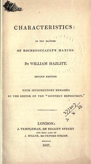 Cover of: Characteristics by William Hazlitt