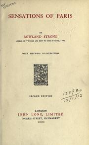 Cover of: Sensations of Paris. by Strong, Rowland., Strong, Rowland.