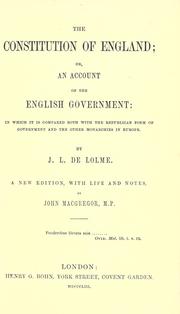 Constitution de l'Angleterre by Jean Louis de Lolme