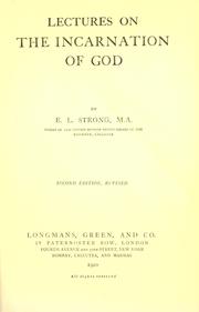Cover of: Lectures on thd Incarnation of God