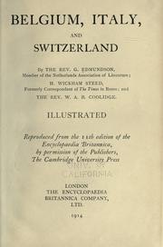 Cover of: Belgium, Italy, and Switzerland