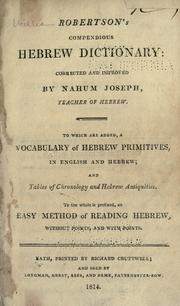 Cover of: Robertson's Compendious Hebrew dictionary by Robertson, William