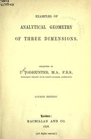 Cover of: Examples of analytical geometry.